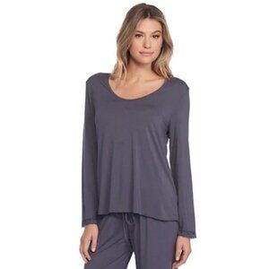 💕BAREFOOT DREAMS Luxe Ribbed Jersey Long Sleeve Tee Graphite (Dark Grey) XL NWT